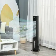 HOMCOM Nine Setting Tower Fan Humidifier, with Ice Boxes - Black - 2