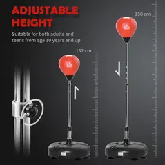 HOMCOM Punching Bag with Stand, 133-151cm Adjustable Height, for Teens, Red/Black - 4
