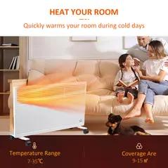 HOMCOM POWER Convector Radiator, Energy Saving Freestanding or Wall-mounted Heating with 2 Heat Settings Safety Cut-Off, White - 4