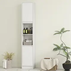 HOMCOM Narrow Bathroom Cabinet, Slim Bathroom Storage Unit with Open Compartment, Freestanding Storage Cupboard with Adjustable Shelves for Small Spaces, 30 x 24 x 170 cm, White - 8