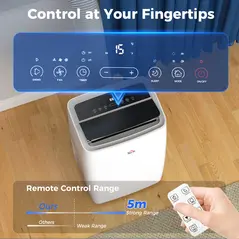 HOMCOM Portable Air Conditioner 14000 BTU, 4-in-1 Air Conditioning Unit, Dehumidifier, Cooling, Fan, Sleep Mode with 3 Speeds, Remote Control, LED Display, 24H Timer, Window Kit, Children Lock, 40m² - 6