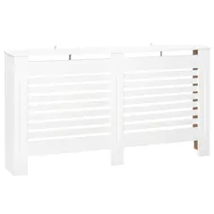 HOMCOM Radiator Cover, Modern MDF White Painted Cabinet with Horizontal Slats for Living Room, Bedroom, 172L x 19W x 81H cm - 1