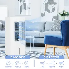 HOMCOM Portable 3-in-1 Air Cooler with 5 Litre Capacity, Oscillation, LED Display, Remote, 15 Hour Timer, Evaporative Air Cooler Fan with 3 Speeds, 3 Modes, Ice Packs, for Home Office - 6