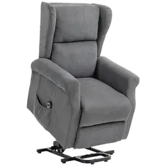 HOMCOM Power Lift Recliner Armchair, Electric Lift Chair for Elderly, Fabric Riser and Reclining Chair with Remote Control, Side Pockets, Extended Footrest, for Living Room, Charcoal Grey - 1