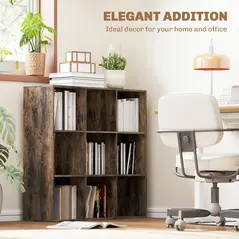 HOMCOM Nine-Cube Storage Shelf - Rustic Brown - 6