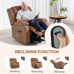 HOMCOM Power Lift Recliner Chair with Massage, Overstuffed Lift Chair for Elderly with Footrest, Remote and Side Pocket, Brown - 6
