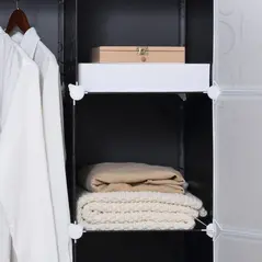 HOMCOM Portable Wardrobe for Bedroom, 15 Cube Closet with Hanging Rail, Modular Storage Cabinet, Plastic Armoire for Space Saving, White and Black - 9