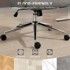 HOMCOM Office Chair with Adjustable Headrest, Spring Pack, Curved Line, Boucle Fabric - Charcoal Grey - 8