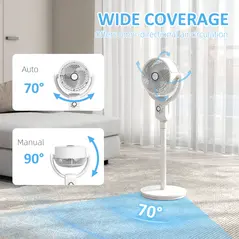 HOMCOM Pedestal Air Circulation Fan with Oscillating, White - 5