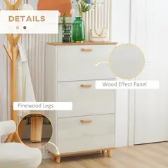 HOMCOM Narrow Shoe Cabinet, Slim Shoe Storage Cabinet with 3 Flip Drawers and Adjustable Shelves, 12 Pair of Shoes Organizer for Hallway, Entryway, Cream White - 8