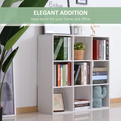 HOMCOM Nine-Cube Storage Shelf - White - 6