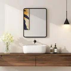 HOMCOM Rectangular Wall Mirror with HD Glass - Black - 9