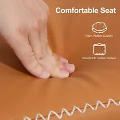 HOMCOM PU Leather Shoe Storage Bench - Brown - 4