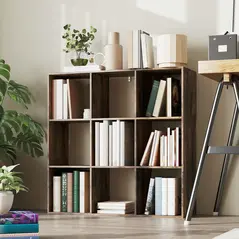 HOMCOM Nine-Cube Storage Shelf - Rustic Brown - 9