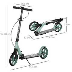 HOMCOM One-click Folding Kick Scooter for 14+ w/ Adjustable Handlebar, Push Scooter with Kickstand, Dual Brake System, Shock Absorber, 200mm Wheels & ABEC-9 Bearings - 3