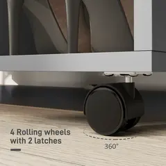 HOMCOM Open Wardrobe on Wheels, Bedroom Wardrobe with Clothes Hanging Rail, 3 Storage Shelves, Mobile Garment Rack for Cloakroom, Hallway, Grey - 5