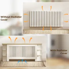 HOMCOM Radiator Cover with Open Storage Shelves, Vertical Slatted Cabinet Shelf Heater Cover for Living Room, Hallway, Extra Large, White (H: 83 / W: 191 / D: 19 cm) - 5