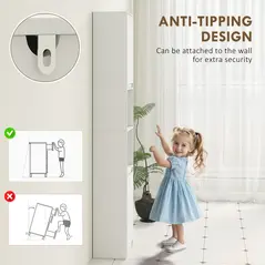 HOMCOM Narrow Bathroom Cabinet, Slim Bathroom Storage Unit with Open Compartment, Freestanding Storage Cupboard with Adjustable Shelves for Small Spaces, 30 x 24 x 170 cm, White - 7