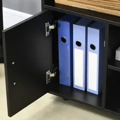 HOMCOM Multi-Storage Printer Stand Unit Office Desk Side Mobile Storage w/ Wheels Modern Style 60L x 50W x 65.5H cm - Black - 7