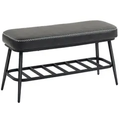 HOMCOM PU Leather Shoe Storage Bench - Charcoal Grey - 1