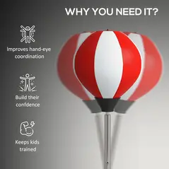 HOMCOM Punching Bag with Stand Boxing Bag Set with Adjustable Height, Red - 5