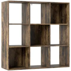 HOMCOM Nine-Cube Storage Shelf - Rustic Brown - 1