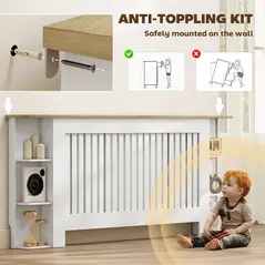 HOMCOM Radiator Cover with Open Storage Shelves, Vertical Slatted Cabinet Shelf Heater Cover for Living Room, Hallway, Extra Large, White (H: 83 / W: 191 / D: 19 cm) - 7