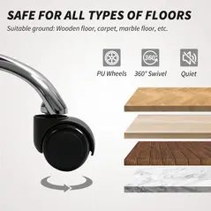 HOMCOM Plush Office Desk Chair, Modern Armless Swivel Vanity Chair with Adjustable Height for Home Office, Bedroom, Living Room, White - 7