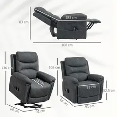 HOMCOM Power Lift Recliner Chair with Vibration Massage, Heat, USB - Grey - 3