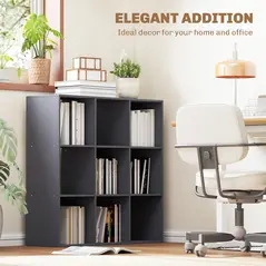 HOMCOM Nine-Cube Storage Shelf - Grey - 6