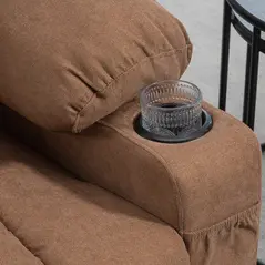 HOMCOM Oversized Riser and Recliner Chairs for the Elderly, Fabric Upholstered Lift Chair for Living Room with Remote Control, Side Pockets, Cup Holder, Brown - 9