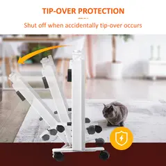 HOMCOM POWER Convector Radiator, Energy Saving Freestanding or Wall-mounted Heating with 2 Heat Settings Safety Cut-Off, White - 7