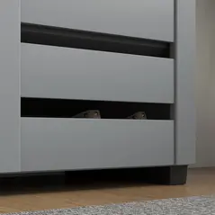 HOMCOM Narrow Shoe Cabinet for Entryway, 5-Tier Slim Shoe Storage Cabinet with 2 Slatted Doors and Adjustable Shelves Grey - 9