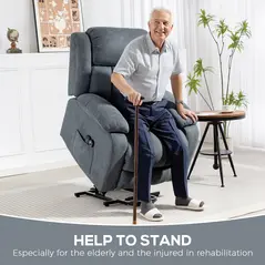 HOMCOM Power Lift Recliner Chair with Massage, Overstuffed Lift Chair for Elderly with Footrest, Remote and Side Pocket, Grey - 4