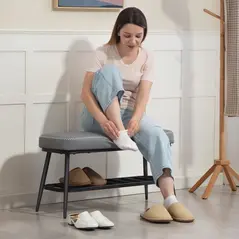 HOMCOM PU Leather Shoe Storage Bench - Grey - 9