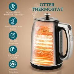 HOMCOM Polished Retro 40-100°C Kettle and Toaster Set - Black - 4