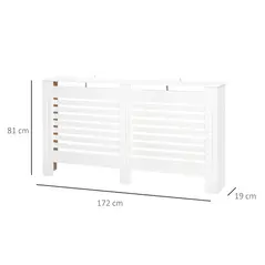 HOMCOM Radiator Cover, Modern MDF White Painted Cabinet with Horizontal Slats for Living Room, Bedroom, 172L x 19W x 81H cm - 3