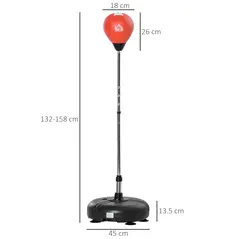 HOMCOM Punching Bag with Stand, 133-151cm Adjustable Height, for Teens, Red/Black - 3