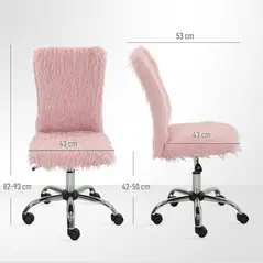 HOMCOM Plush Office Desk Chair, Modern Armless Swivel Vanity Chair with Adjustable Height for Home Office, Bedroom, Living Room, Pink - 3