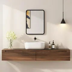 HOMCOM Rectangular Wall Mirror with HD Glass - Black - 9