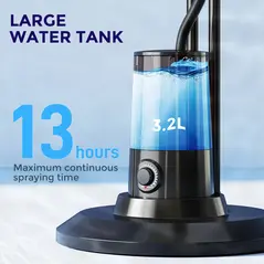 HOMCOM Pedestal Fan with Water Mist Spray, Spray Misting Fan with 70° Oscillation, Tilt Head, 3 Speeds, 3 Modes, Adjustable Mist, 3.2L Water Tank, for Home, 120 cm - 8