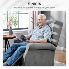 HOMCOM Power Lift Recliner Armchair, Electric Lift Chair for Elderly, Fabric Riser and Reclining Chair with Remote Control, Side Pockets, Extended Footrest, for Living Room, Charcoal Grey - 7