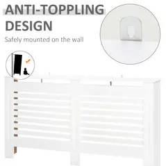 HOMCOM Radiator Cover, Modern MDF White Painted Cabinet with Horizontal Slats for Living Room, Bedroom, 172L x 19W x 81H cm - 5