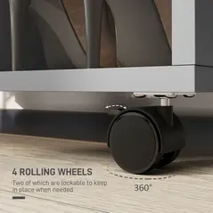 HOMCOM Open Wardrobe on Wheels, Bedroom Wardrobe with Clothes Hanging Rail, 2 Storage Shelves, Mobile Garment Rack for Cloakroom, Hallway, Grey - 5