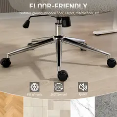 HOMCOM Office Chair with Adjustable Headrest, Spring Pack, Curved Line, Boucle Fabric - Pale Grey - 8