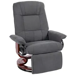 HOMCOM Reclining Swivel Chair, with Footrest - Grey - 1