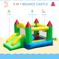 HOMCOM Nylon Inflatable Bouncy Castle Multi-Colour - 4