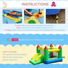 HOMCOM Nylon Inflatable Bouncy Castle Multi-Colour - 5