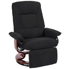 HOMCOM Reclining Swivel Chair, with Footrest - Black - 9