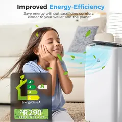 HOMCOM Portable Air Conditioner 12000 BTU, 4-in-1 Air Conditioning Unit, Dehumidifier, Cooling, Fan, Sleep Mode with 3 Speeds, Remote Control, LED Display, 24H Timer, Window Kit, Children Lock, 35m² - 5